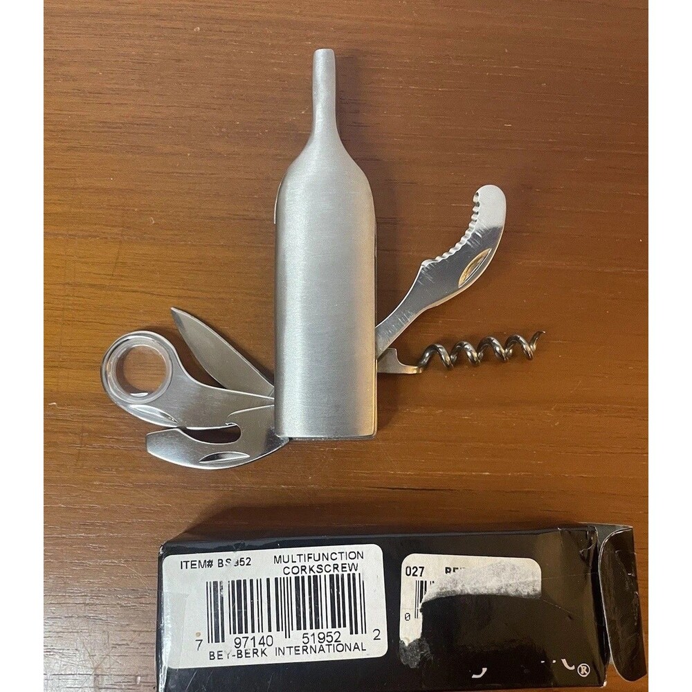 Wine bottle Shaped Multi-Tool Corkscrew Opener Knife Pocket Tool 4”